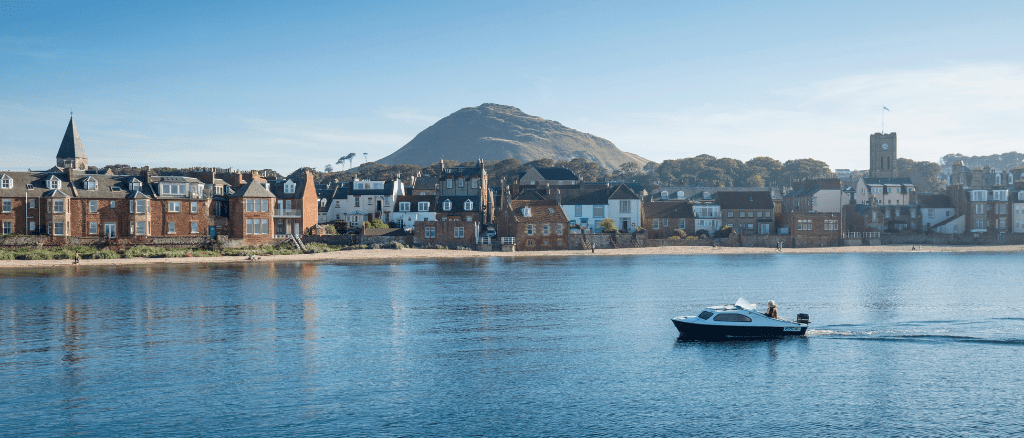 One of Edinburgh's best beaches, North Berwick with the Berwick Law in the bakground